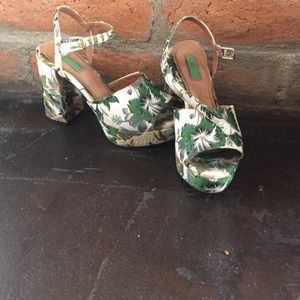 Topshop palm print platforms